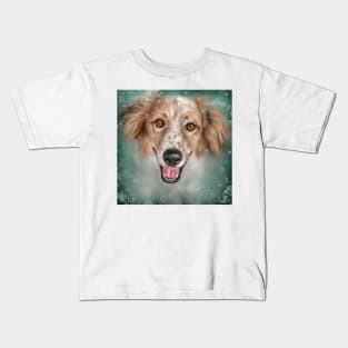 Contemporary Painting of an English Setter with Brown Freckles Smiling Kids T-Shirt